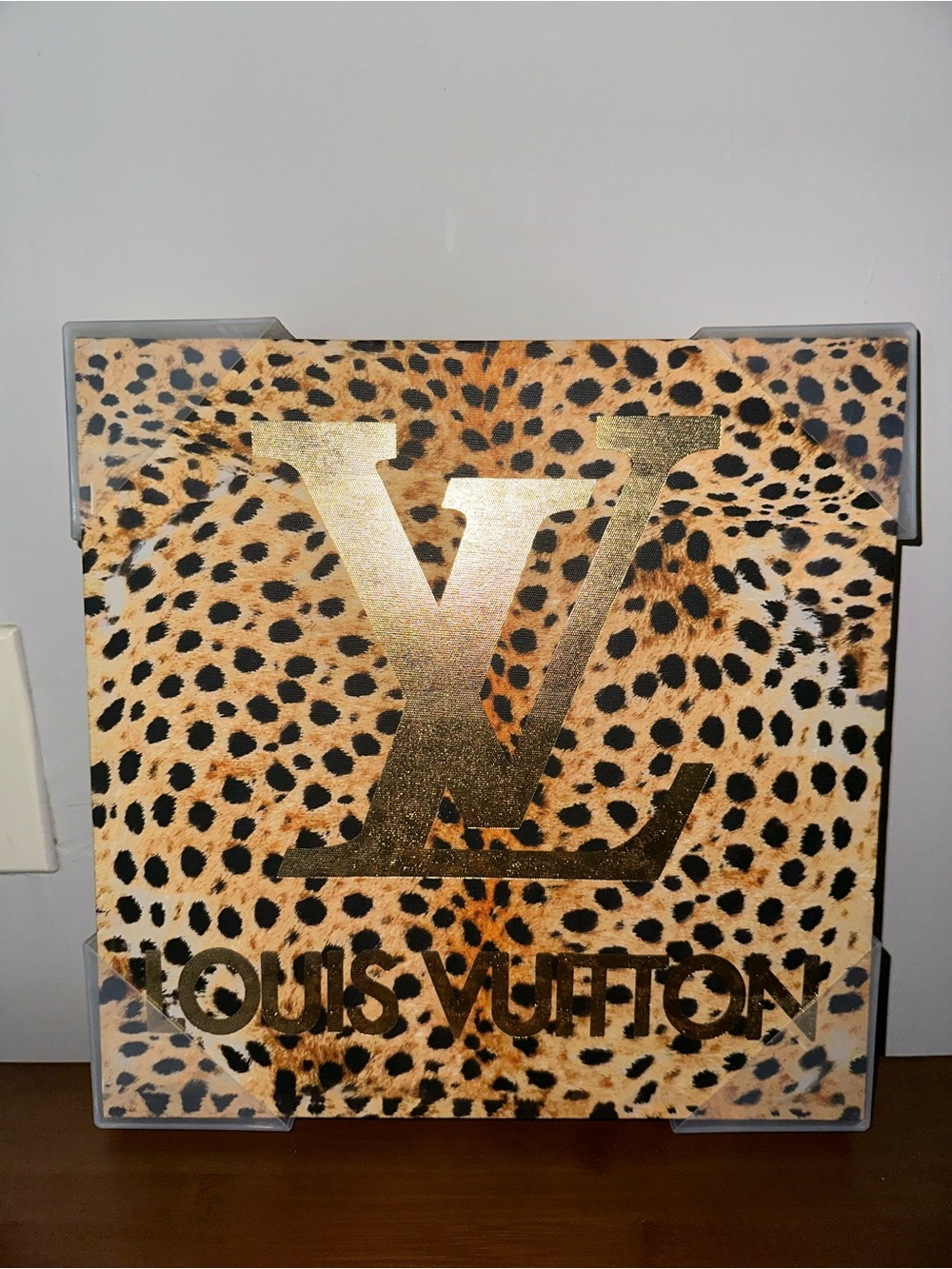 Louis Vuitton Leopard Motif Plaque in Gold and Tan